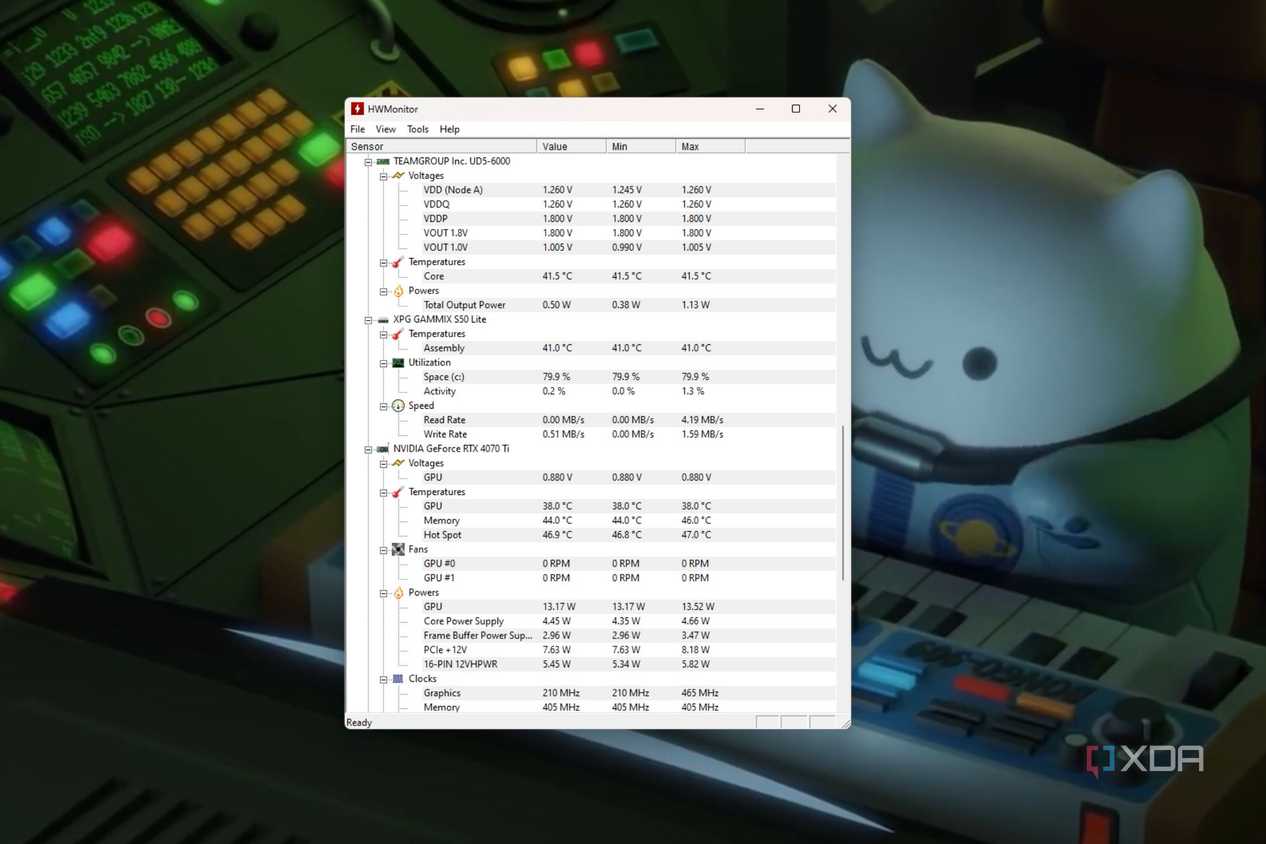 A screenshot showing the HWMonitor utility running on Windows.
