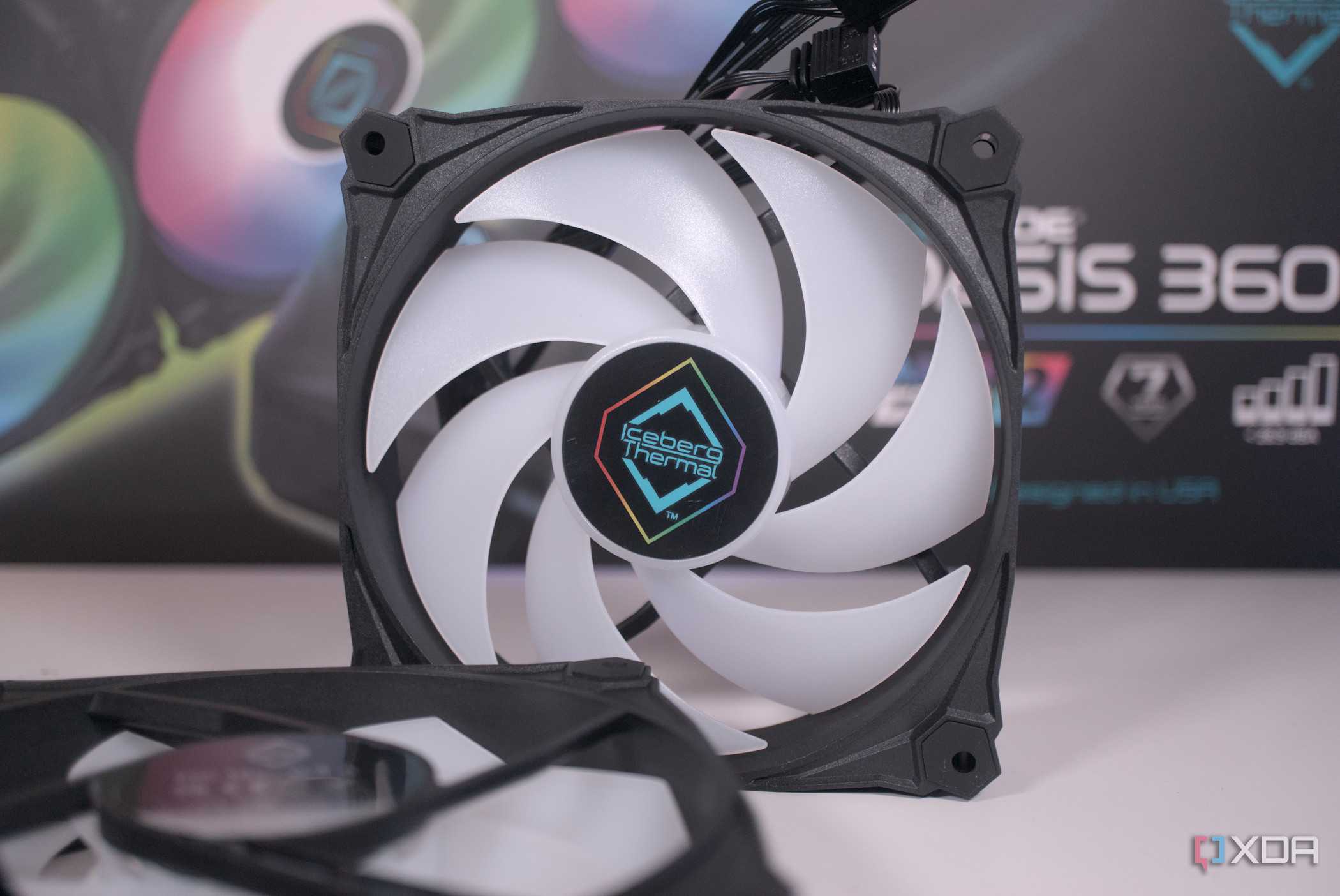 Close up view of the Iceberg Thermal IceFLOE Oasis 360 fan