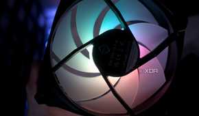 Rear view of the Iceberg Thermal IceFLOE Oasis 360 RGB fan