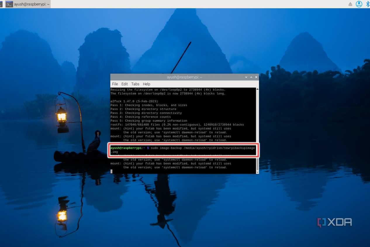 The command to create an incremental backup using the RonR RPi tool