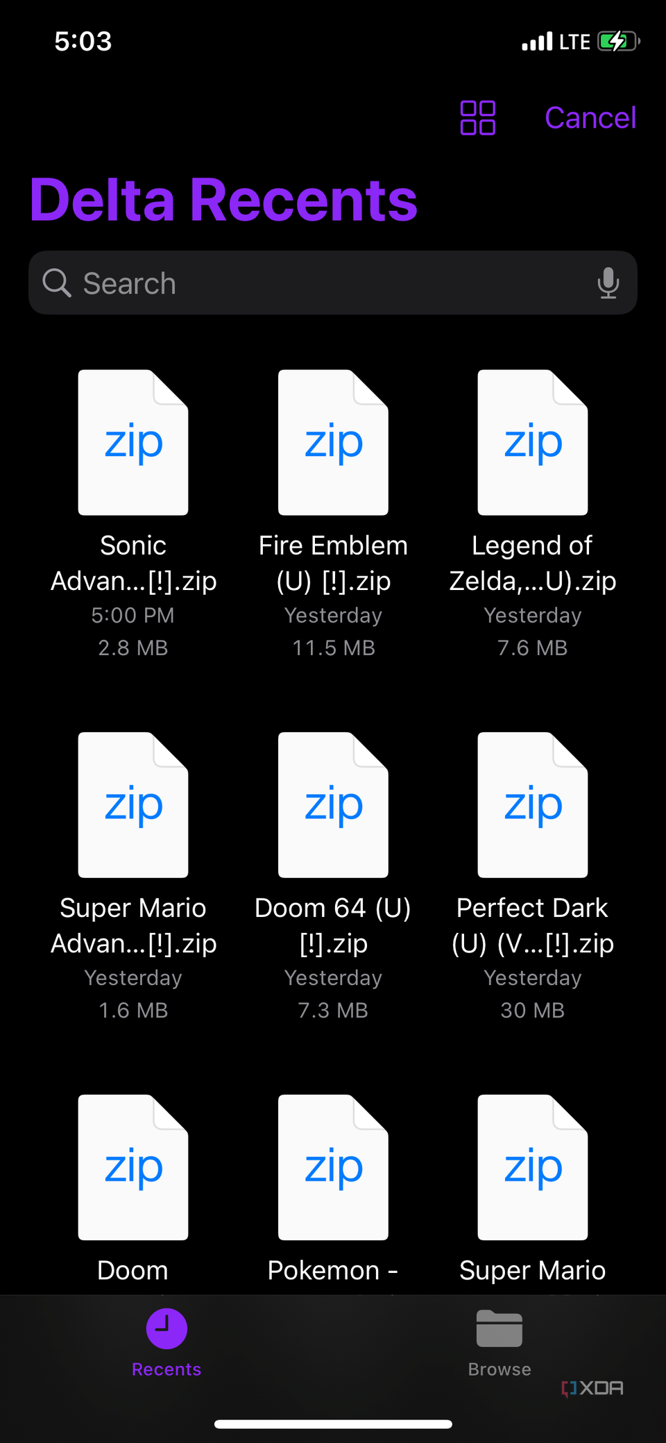 An iPhone screenshot of the Files app preview within the Delta app.