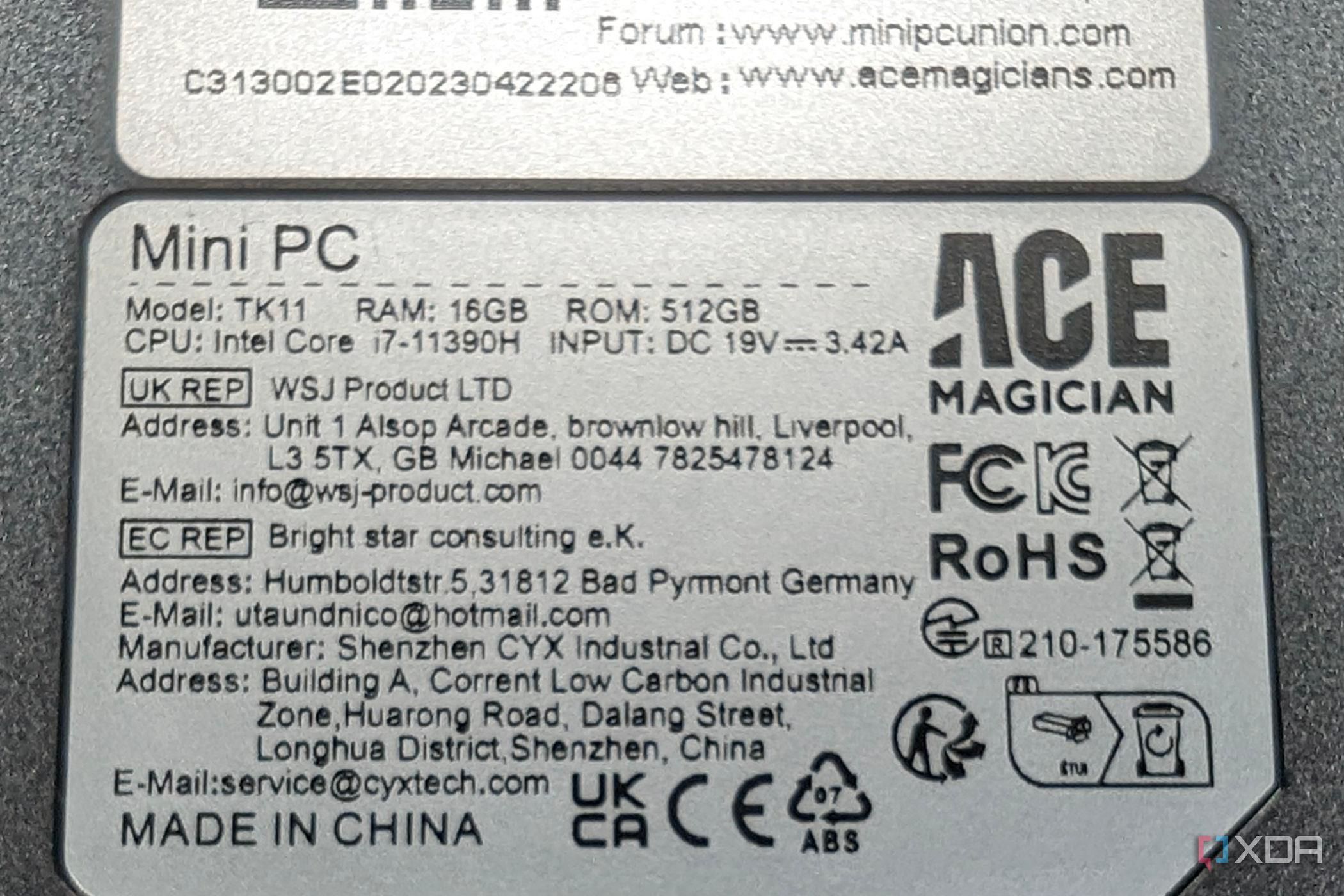 intel mini pc specs