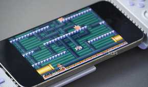 A close-up of an emulated game running on an iPhone.