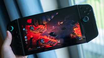 Playing Hades on the Lenovo Legion Go.