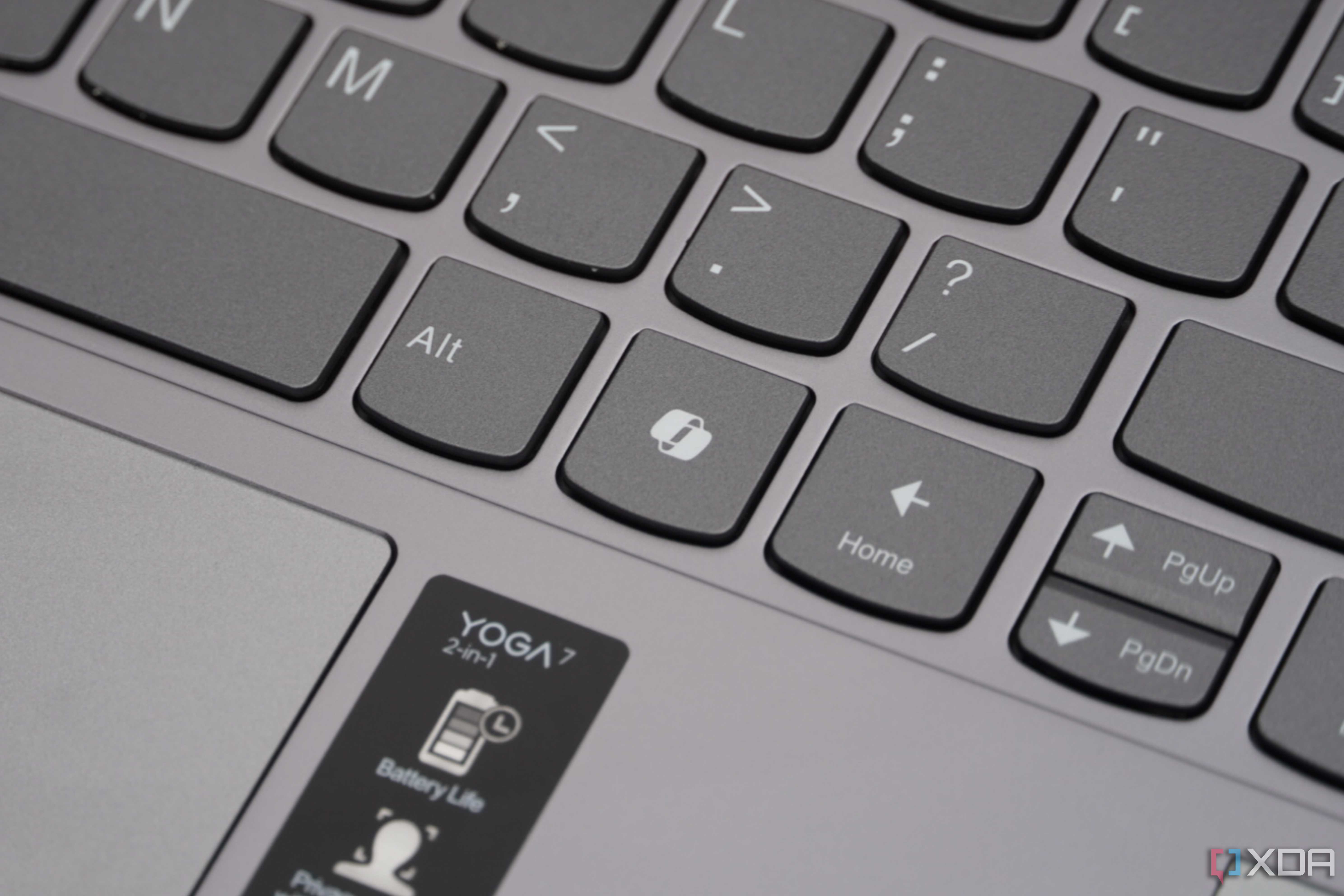 The Copilot key on the Lenovo Yoga 7 laptop.