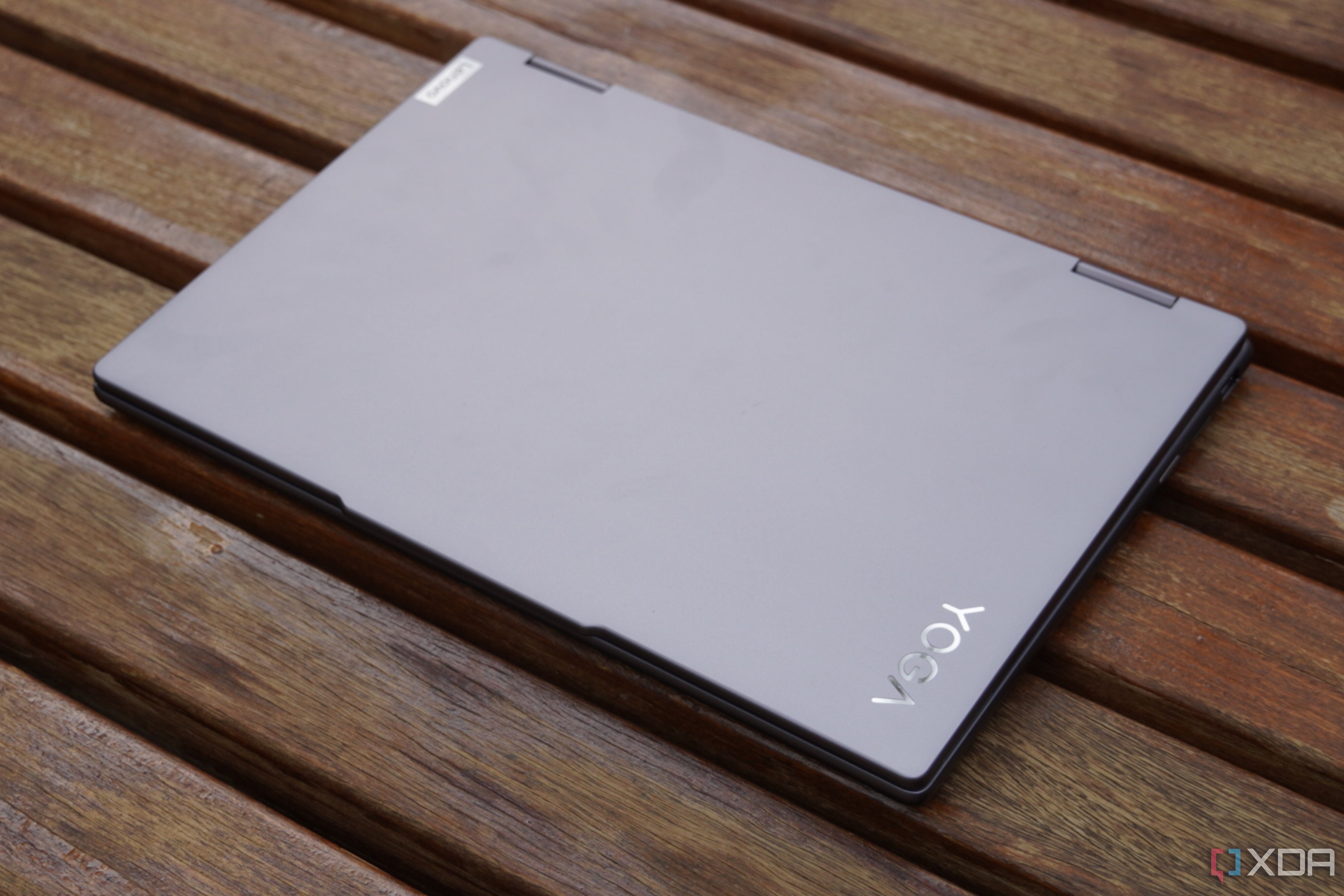 A Lenovo Yoga 7 laptop closed.
