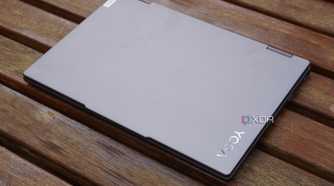 A Lenovo Yoga 7 laptop closed.