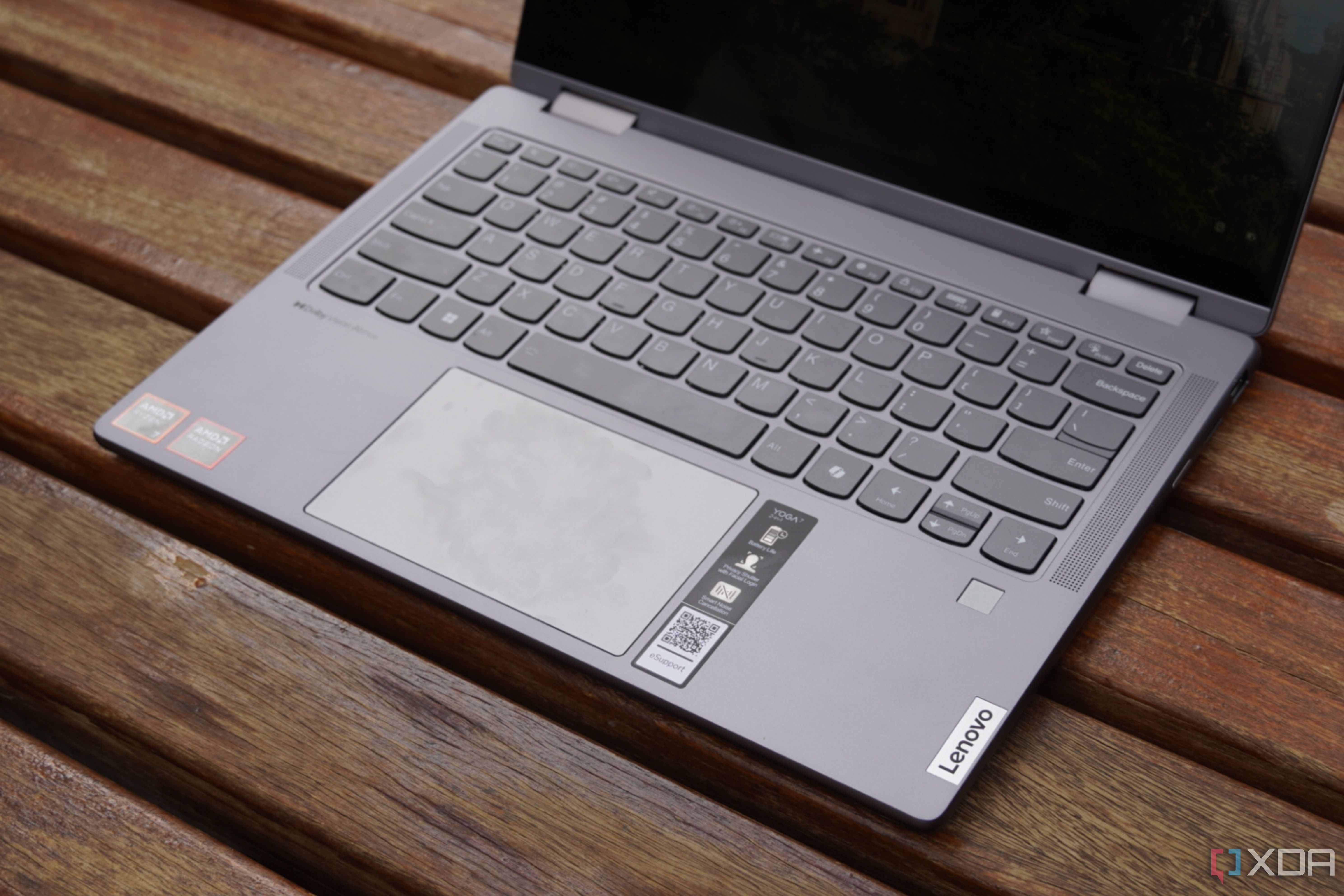 The keyboard and touchpad on the Lenovo Yoga 7.