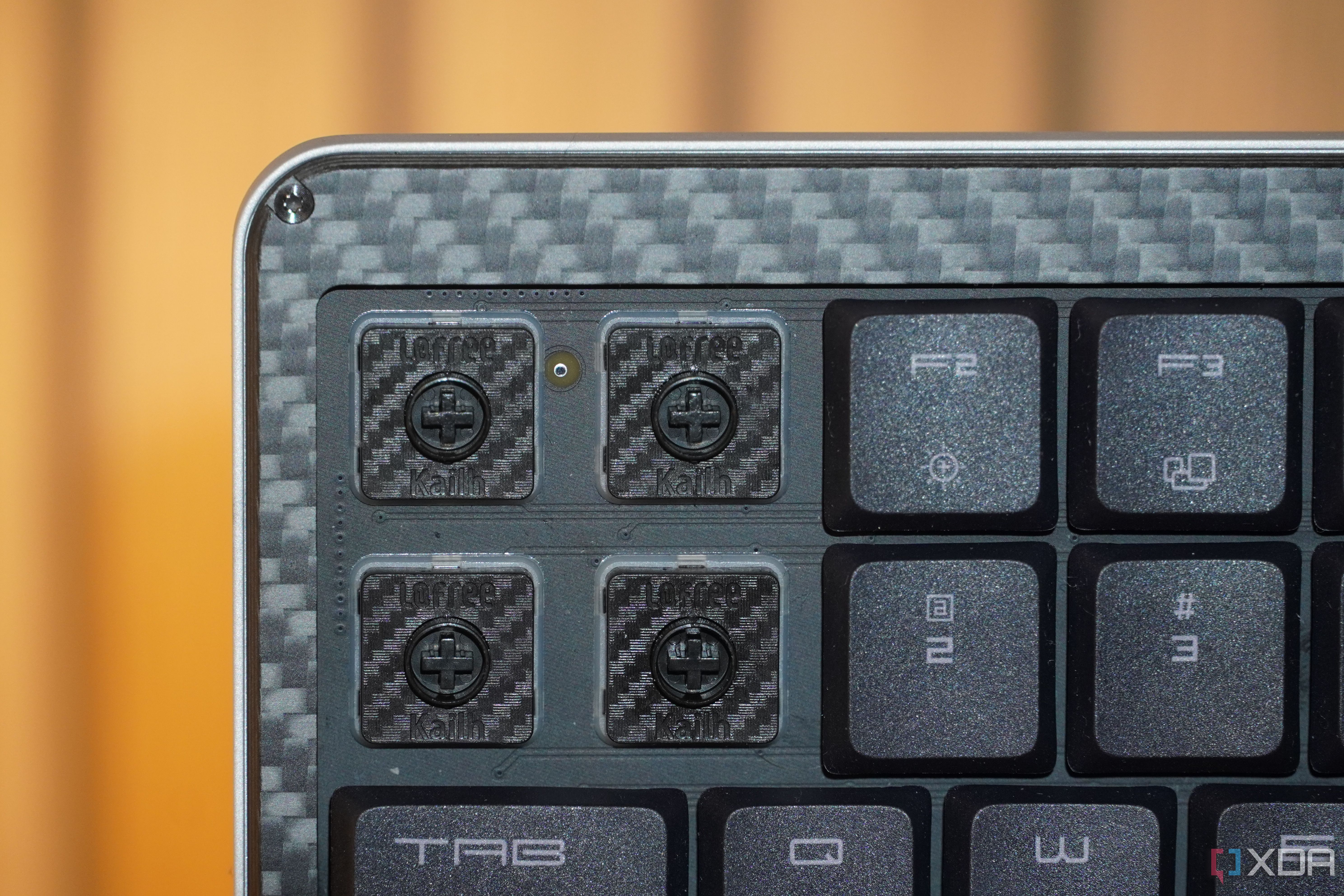 The mechanical switches on the Lofree Edge keyboard.