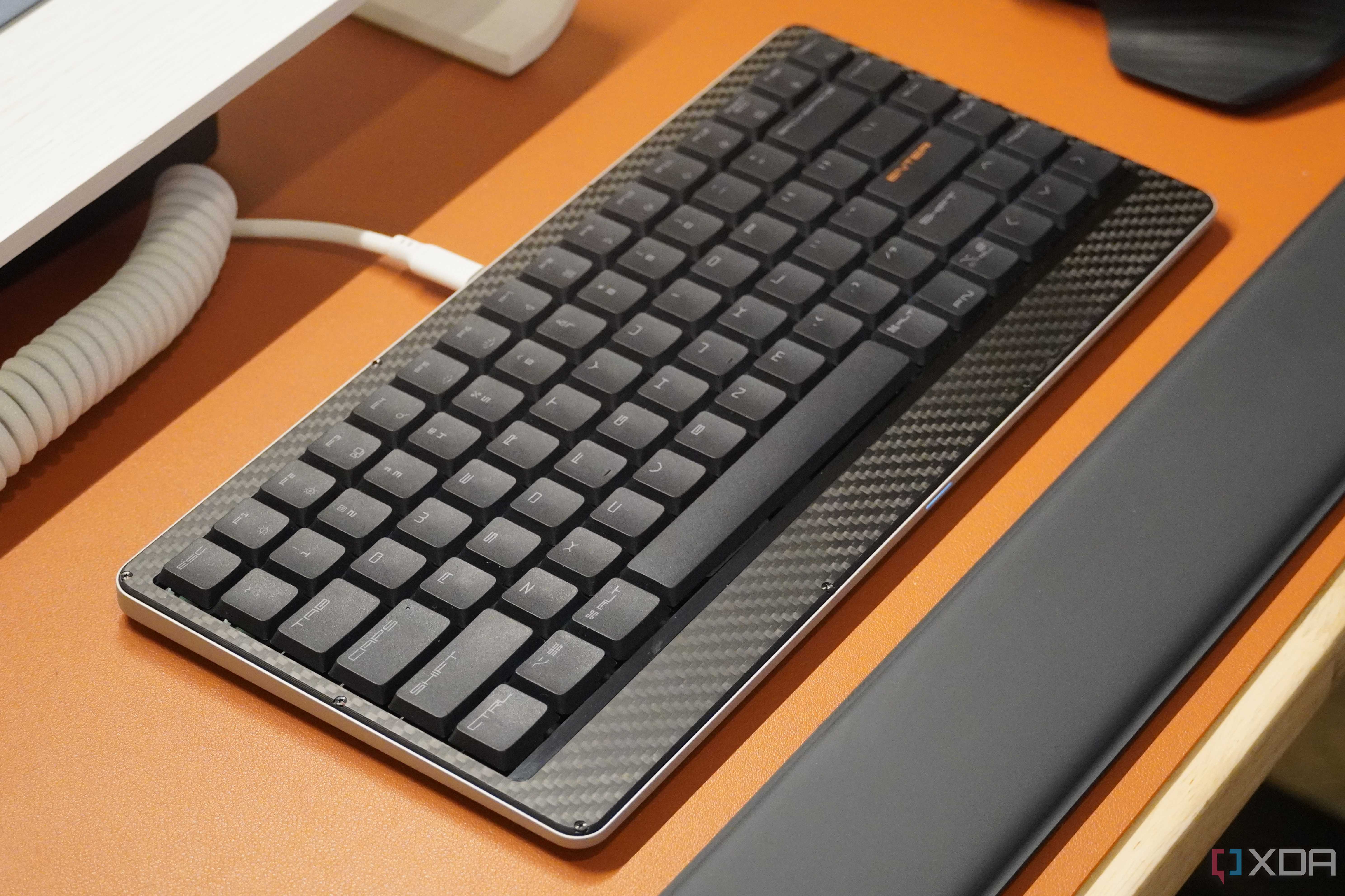 The Lofree Edge keyboard on a desk.