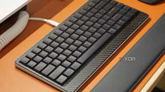The Lofree Edge keyboard on a desk.