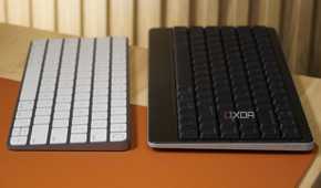 A comparison between the Lofree Edge and Magic Keyboard.
