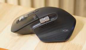 A side view of the MX Master 3S on a desk.