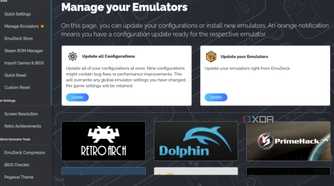 A screenshot showing the option to manage your Emulator opion in EmuDeck.