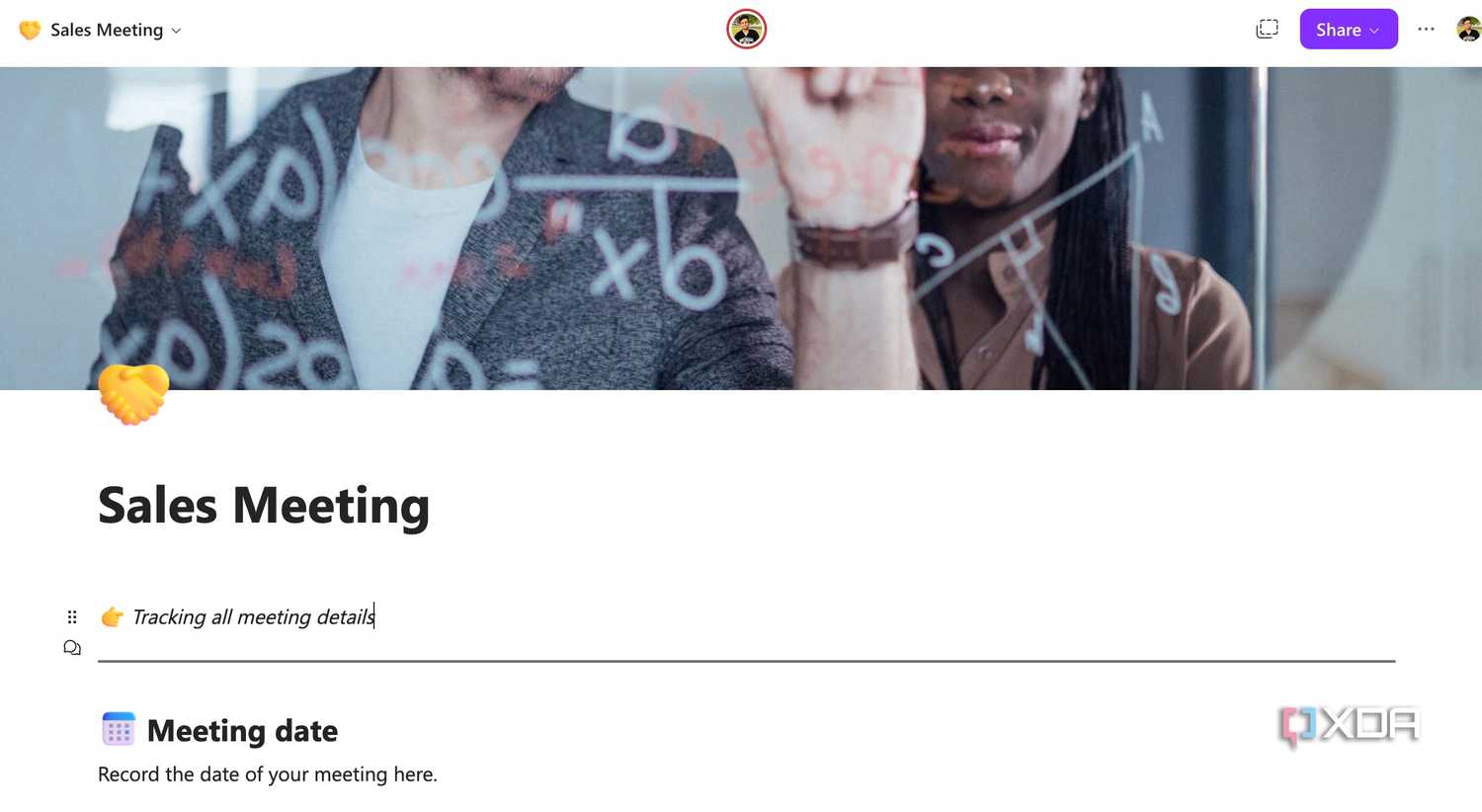 Meeting page in Microsoft Loop