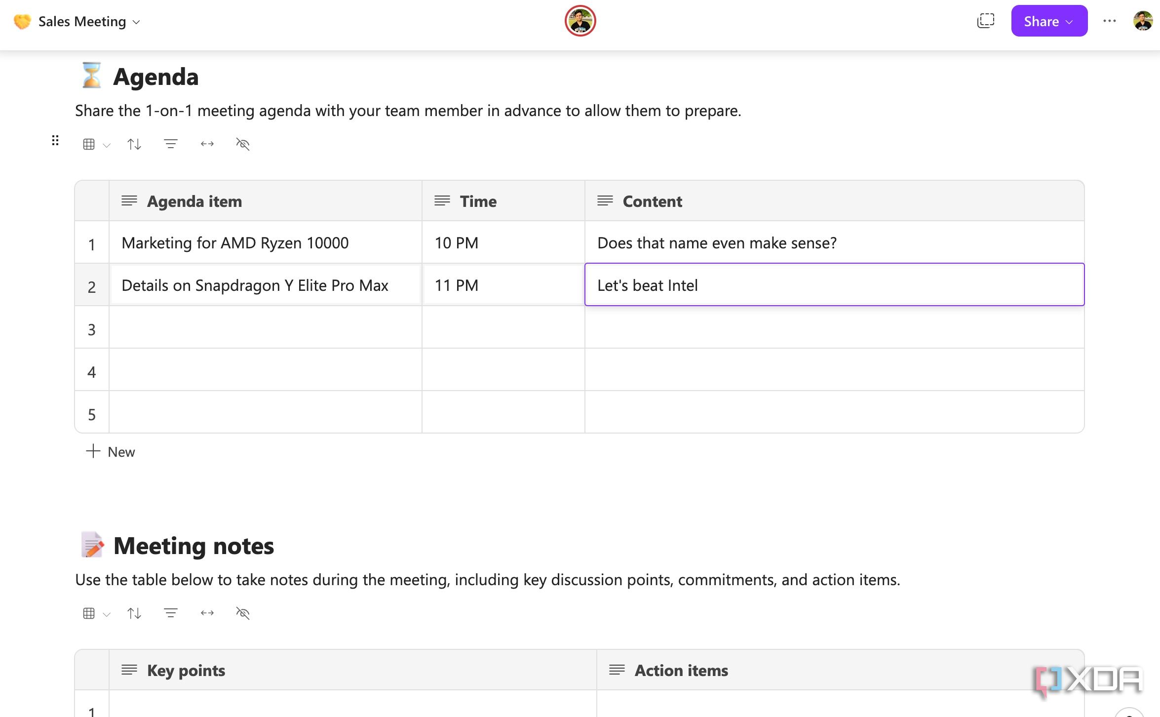 Meeting details in Microsoft Loop
