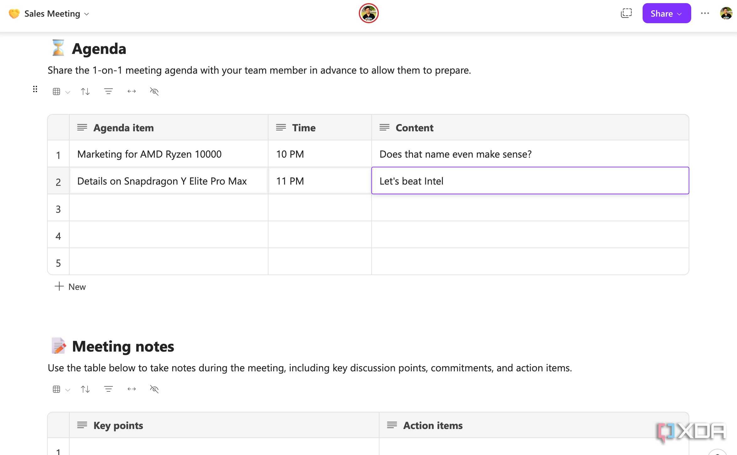 Meeting details in Microsoft Loop