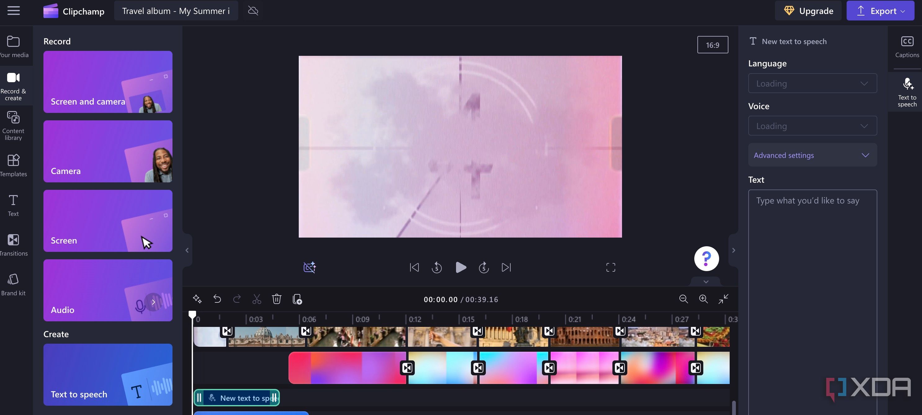 Clipchamp video editing options