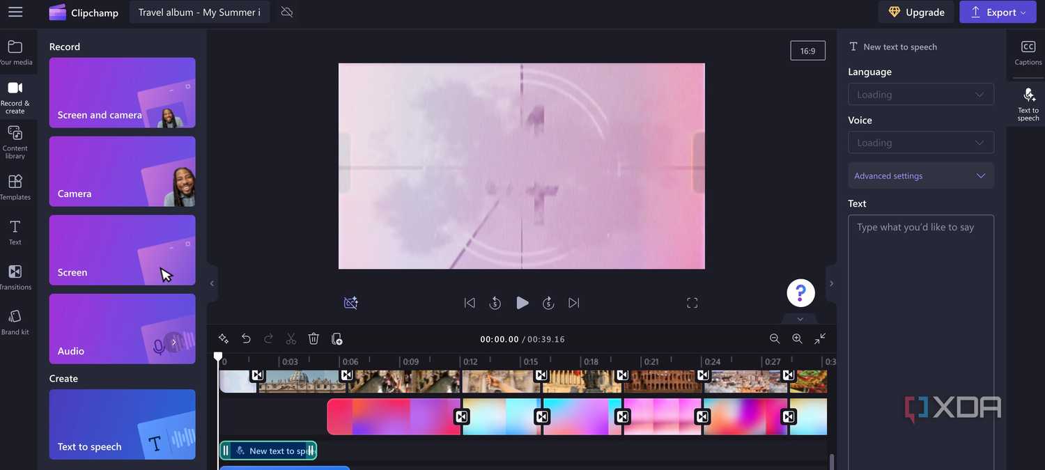 Clipchamp video editing options
