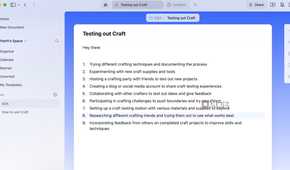 Craft home menu