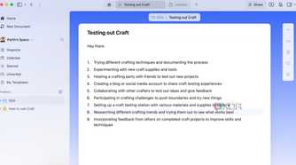 Craft home menu
