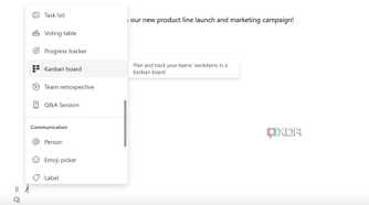 Insert kanban boards in Microsoft Loop