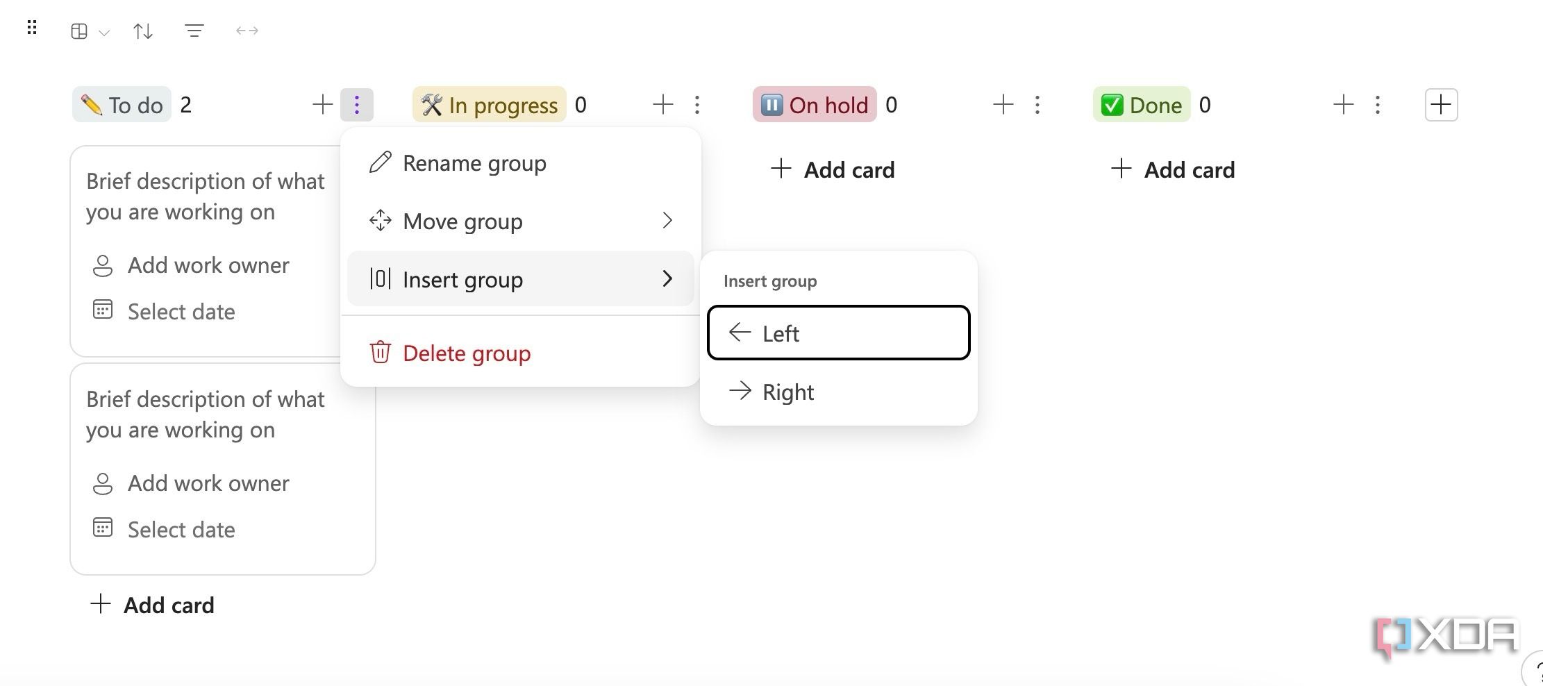 edit kanban boards in Microsoft Loop