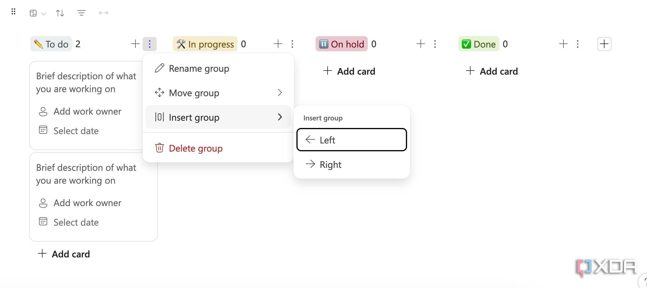 edit kanban boards in Microsoft Loop