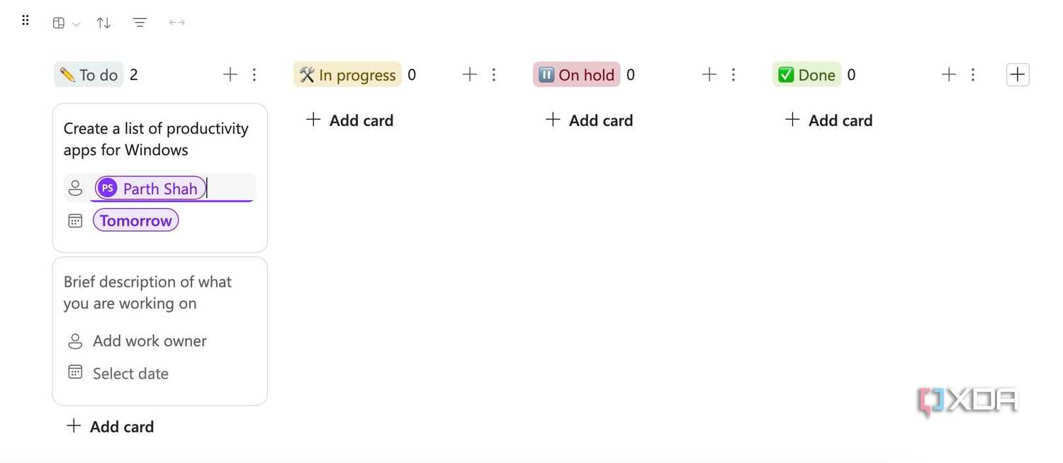 assign a task in Kanban boards in Microsoft Loop
