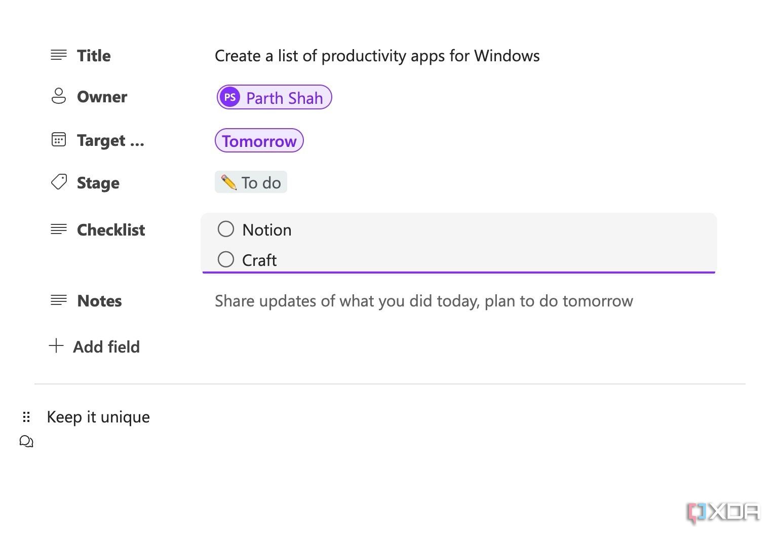 Task details in Microsoft Loop