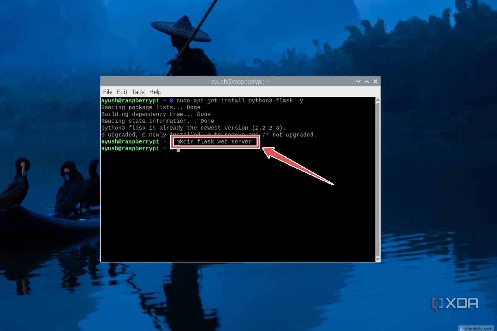 The command to create a folder called flask_web_server