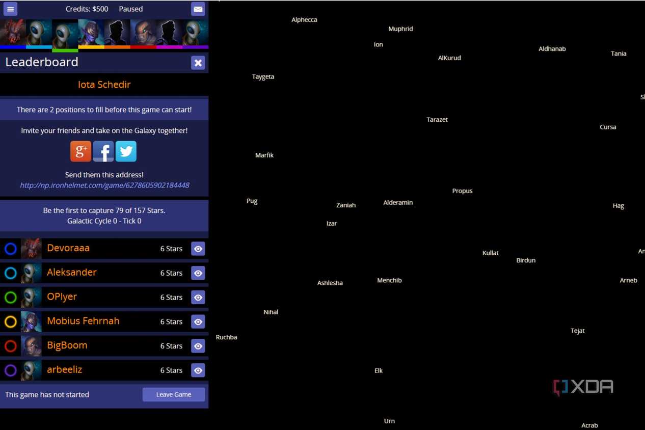 A screenshot showing the Neptune's Pride main gameplay page.