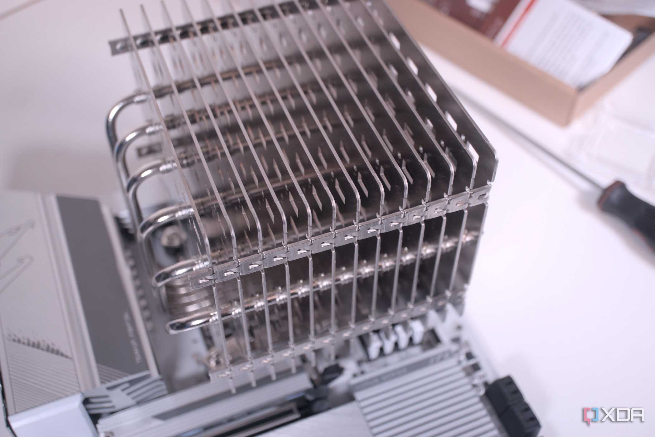 Close-up view of the Noctua NH-P1 installed