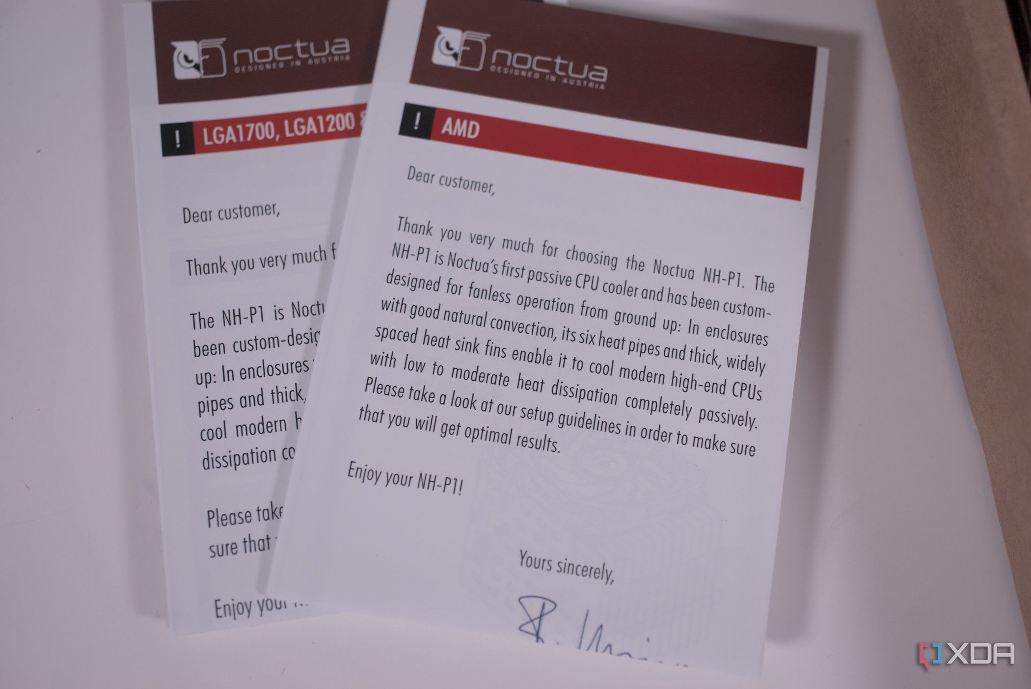 Noctua NH-P1 thank you card