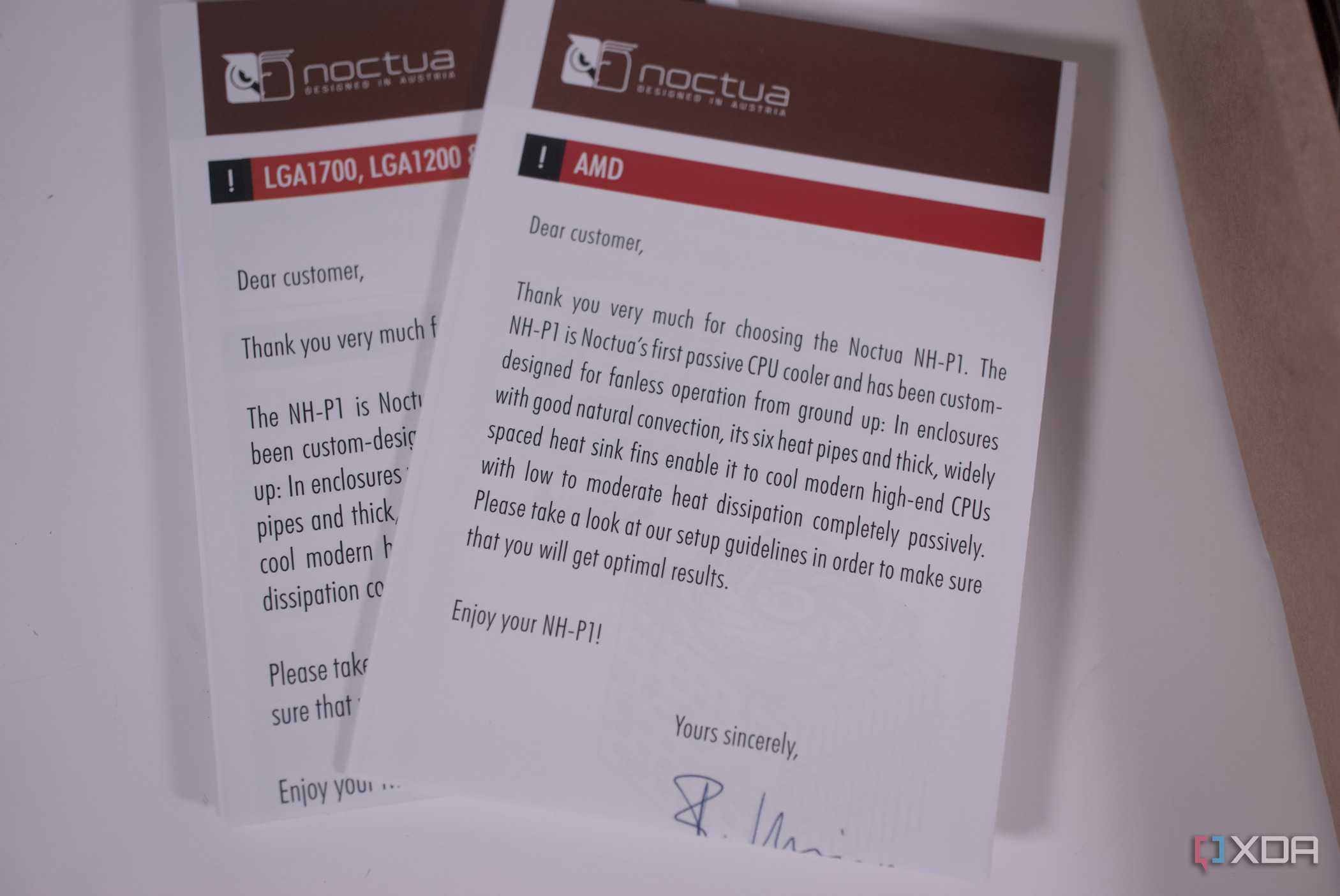 Noctua NH-P1 thank you card