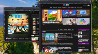 Screenshot of a Windows 11 desktop with two Vivaldi windows open and no indication in ObjectDesktop on how to switch between them