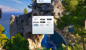 Screenshot of ObjectDock with three tabbed docks open, one with Windows Live style, one with a custom style, and the other with classic style