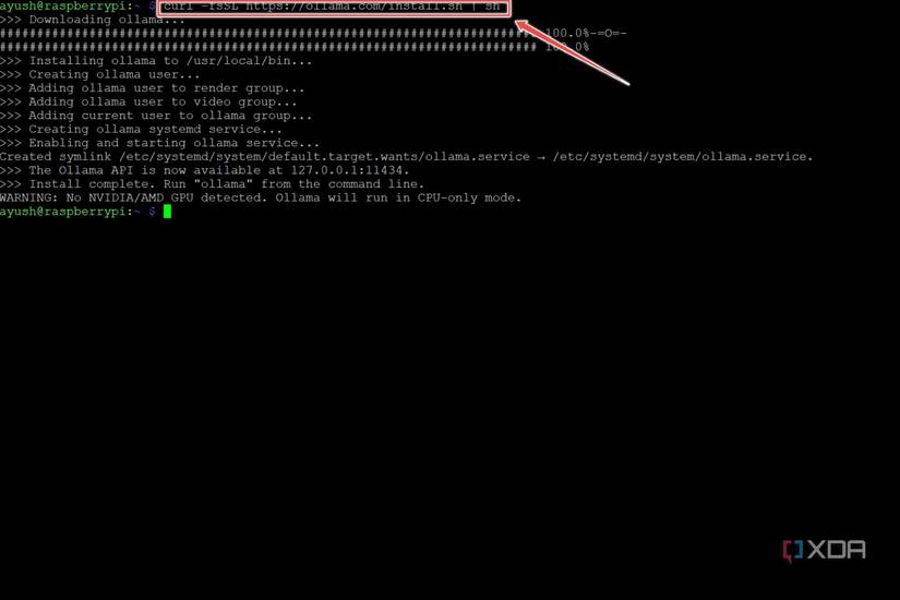 The command used to install Ollama