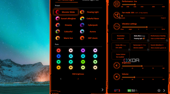 Screenshot of the OneXCOnsole overlay with RGB light settings open