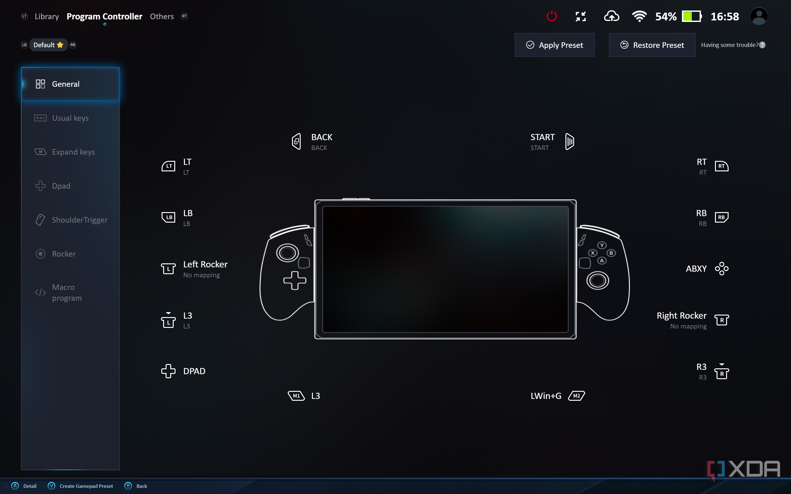 OneXConsole controller configuration
