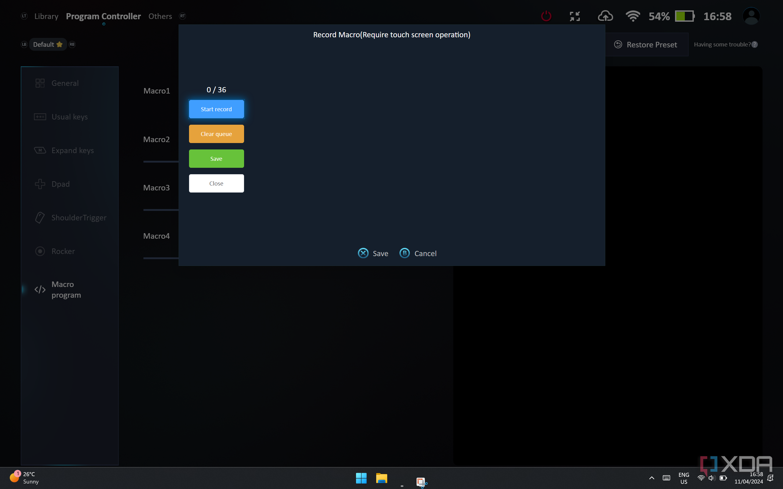 OneXConsole macro recording feature