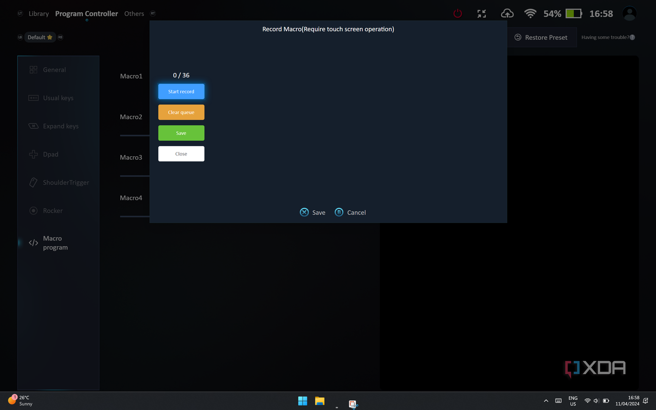 OneXConsole macro recording feature