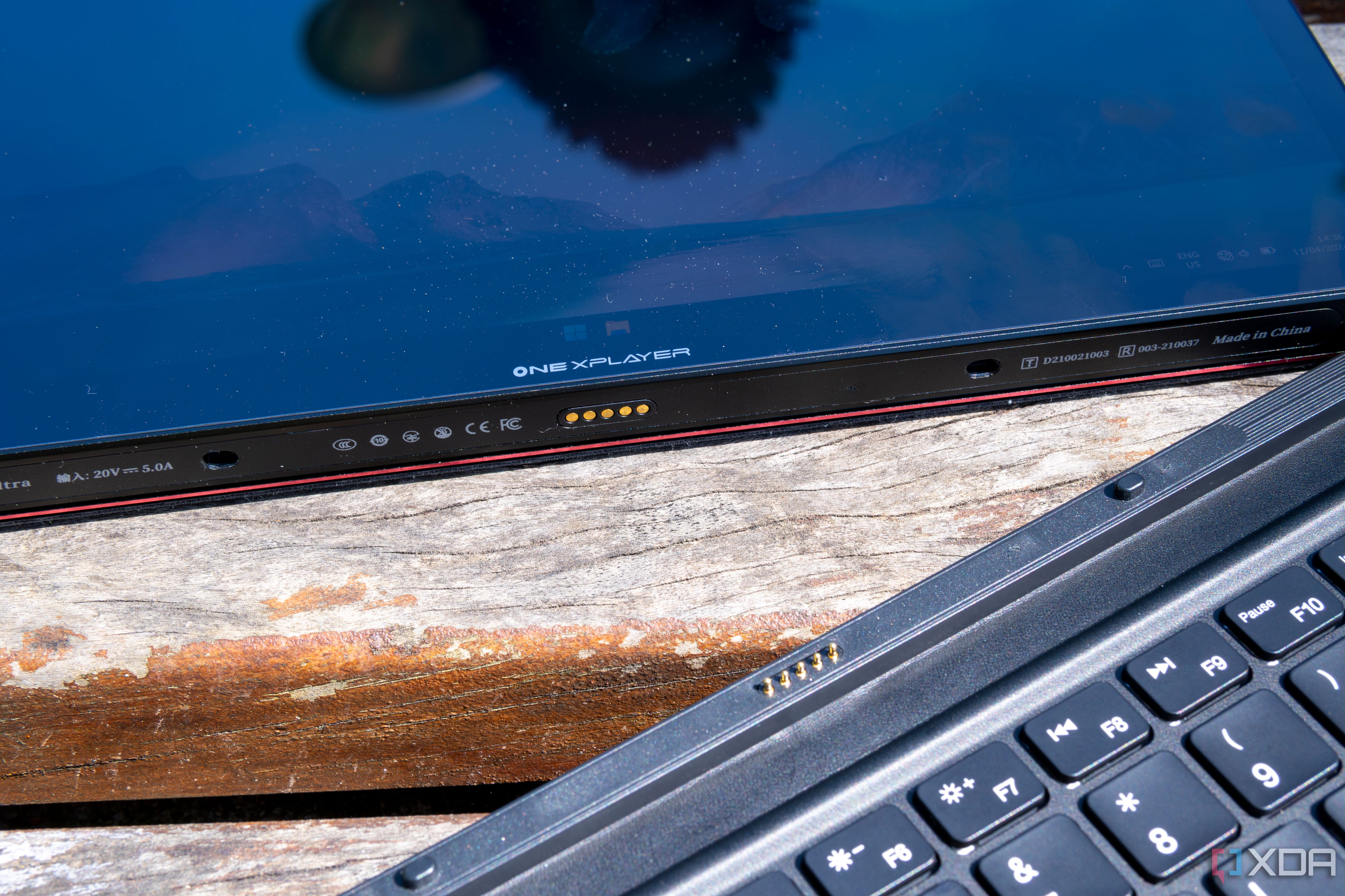 Close-up view of the keyboard connector on the One XPlayer X1