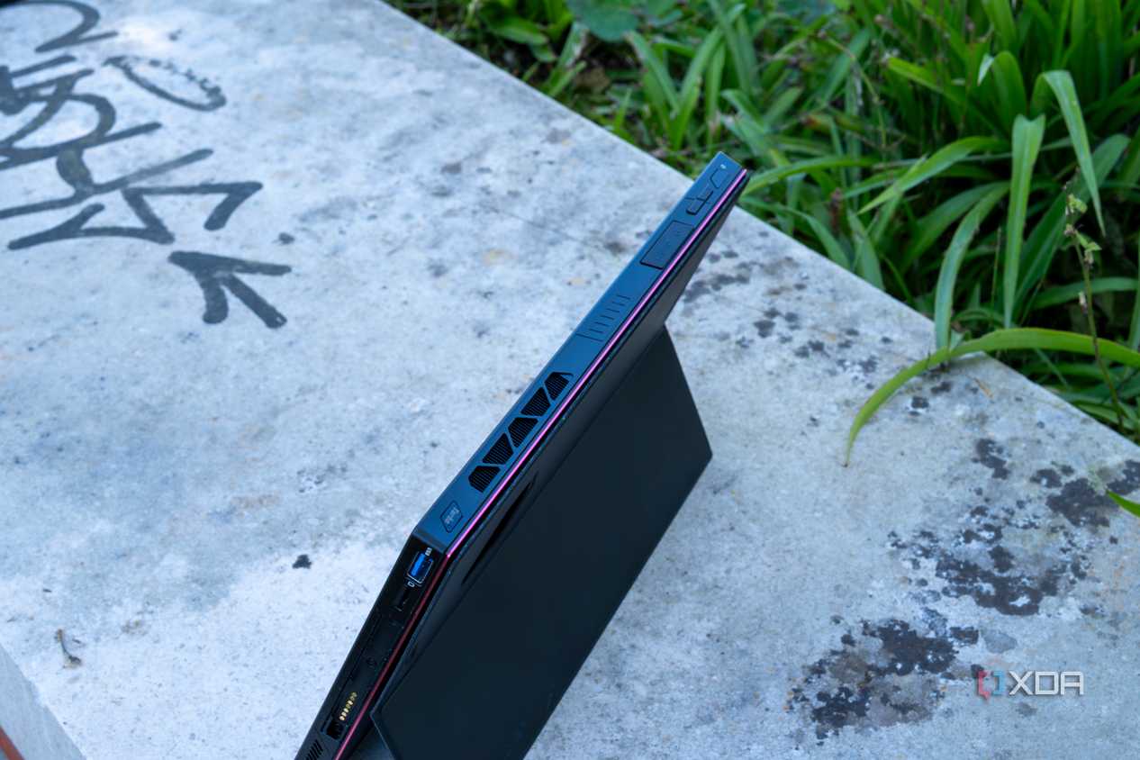 Overhead view of the One XPlayer X1 standing up