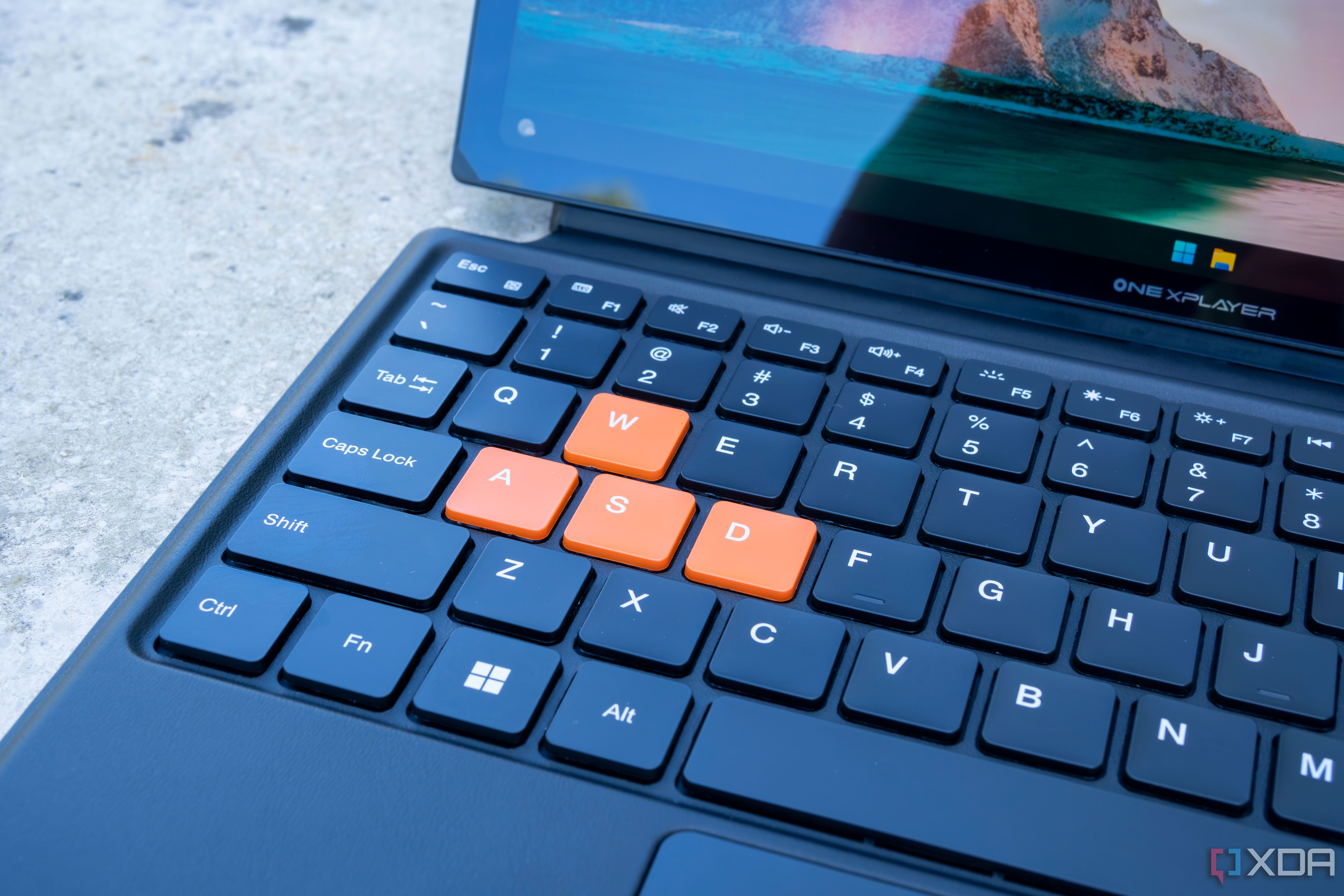 Close-up of the WASD keys on the One XPlayer X1 keyboard