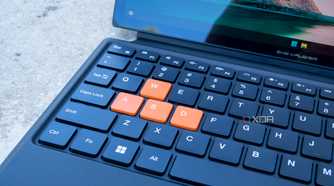 Close-up of the WASD keys on the One XPlayer X1 keyboard