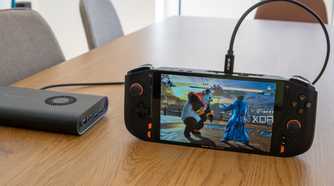 A One Cplayer Mini Pro connected to an external GPU running Tekken 8