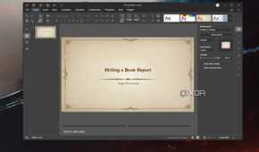 A screenshot of the OnlyOffice app showing a presentation template on Windows 11.