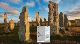 Screenshot of the OpenShell start menu with a metallic skin
