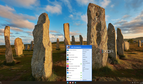 Screenshot of a Windows 11 desktop with a Start menu similar to Windows XP